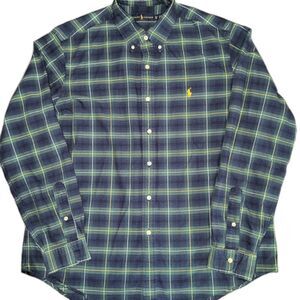 RALPH LAUREN Button Down Men's Size XL Blue Green Yellow Pony Plaid Cotton